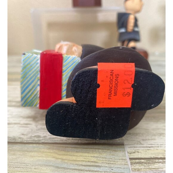 Vintage Franciscan Mission Christmas Monk Figurines – Wooden Holiday Décor Set - Picture 8 of 15